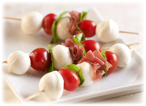 Fresh Mozzarella Antipasto Skewers