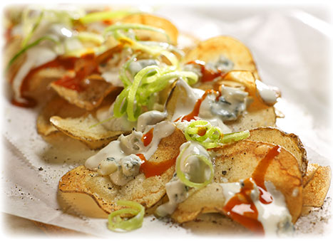 Homemade Potato Chips with Gorgonzola Sauce