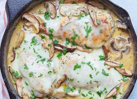 Provolone and Mushroom Chicken Skillet