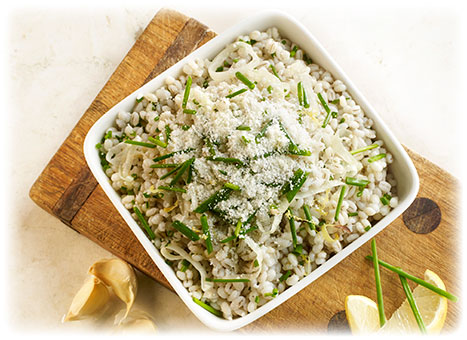 Lemon Barley Pilaf with Grated Romano