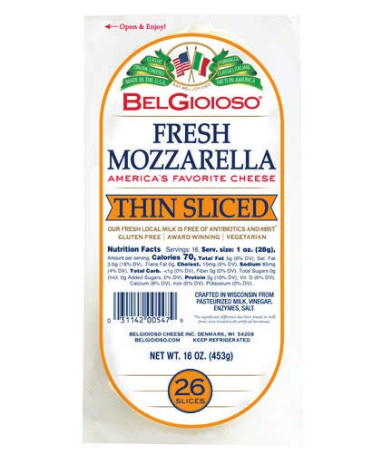 Fresh Mozzarella Thin Sliced Thermoform Log – 26 Slices