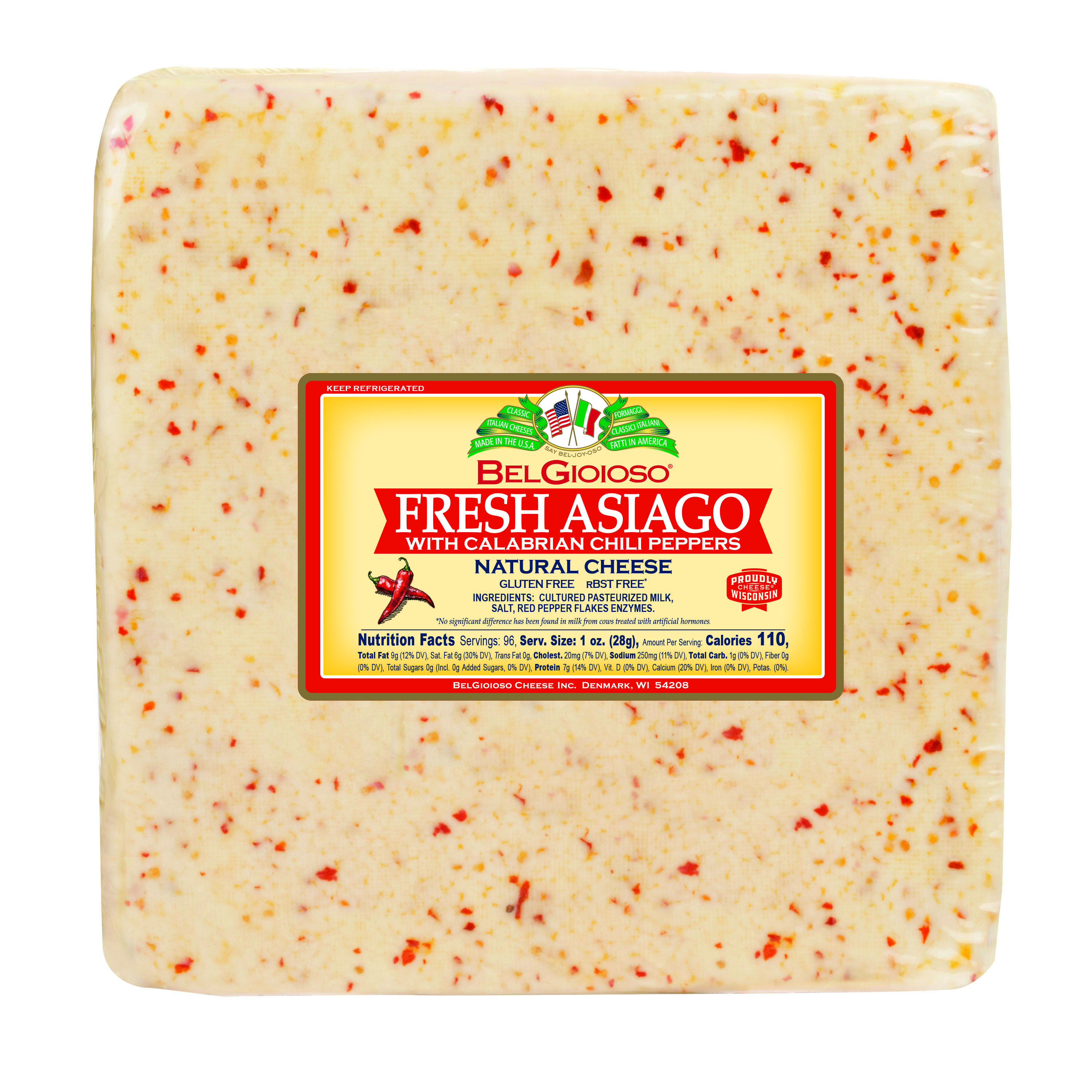 Fresh Asiago with Calabrian Chili Peppers 24 Lb