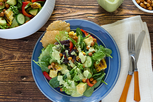 Chickpea, Corn and Parmesan Crisp Salad