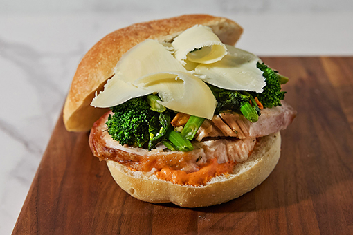 Roasted Pork, Broccoli Rabe and Sharp Provolone Sandwich