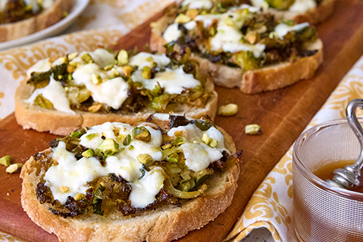 Burrata and Brussels Sprouts Bruschetta