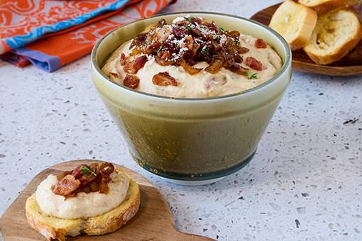 Whipped Ricotta, Mascarpone and Parmesan Dip with Bacon