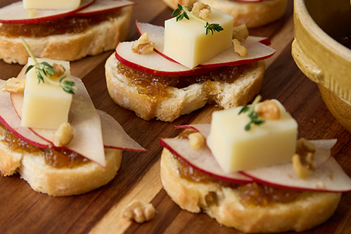 Fresh Asiago and Caramelized Onion Jam Crostini
