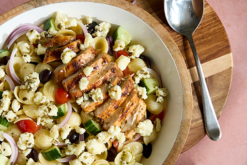 Pasta Salad with Marinated Crumbles