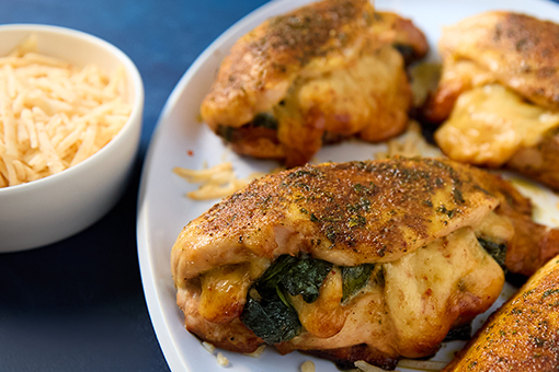 Stuffed Chicken Breasts with Pancetta, Spinach & Fresh Asiago with Calabrian Chili Peppers