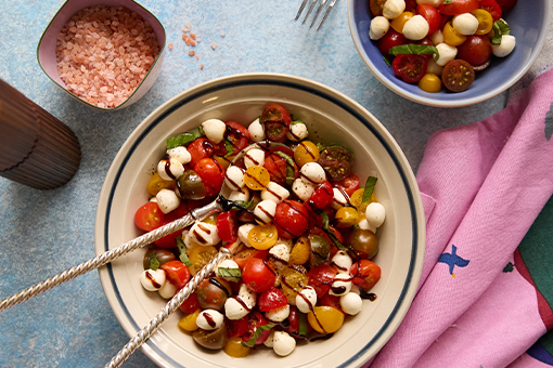 Tomato and Fresh Mozzarella Pearls salad
